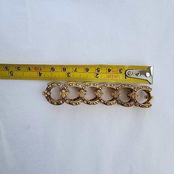 Monet Bracelet Stretchy Goldtone with Champagne Topaz Crystals Elegant Evening - Picture 3 of 5